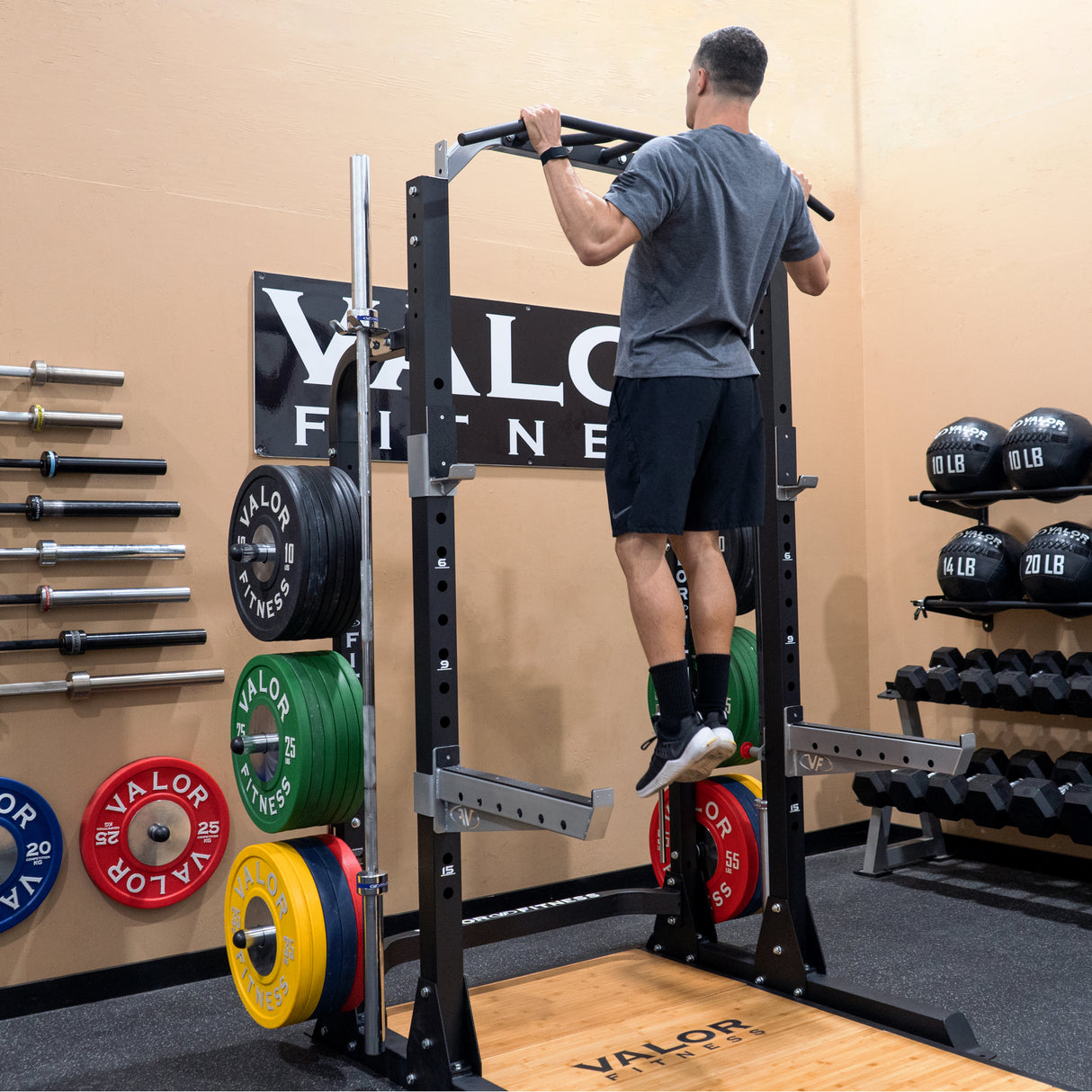 3x3 Half Rack w/ Multi Grip Pullup Bar and Plate Storage