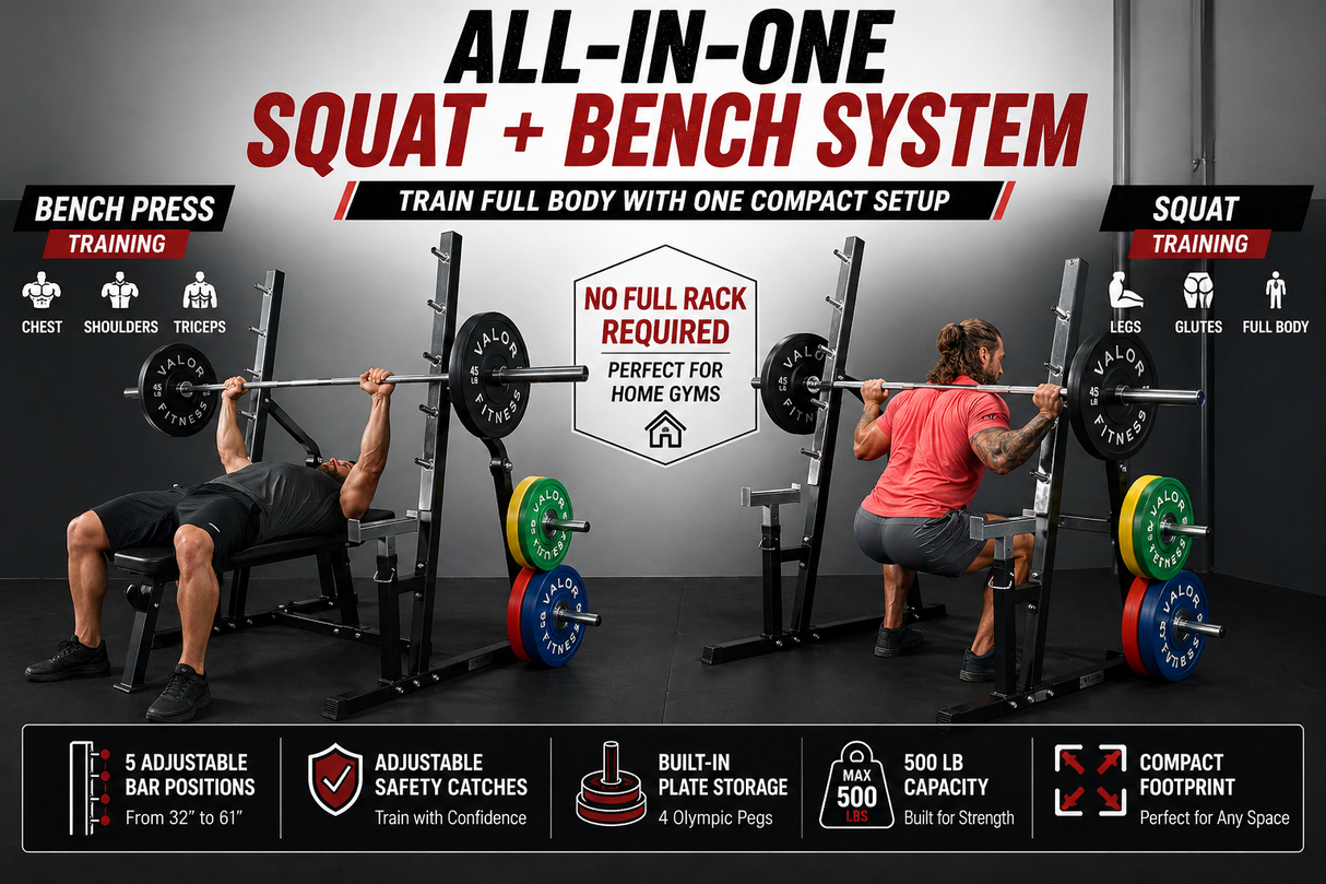 Squat - Bench Press Combo Rack w/ Plate Storage