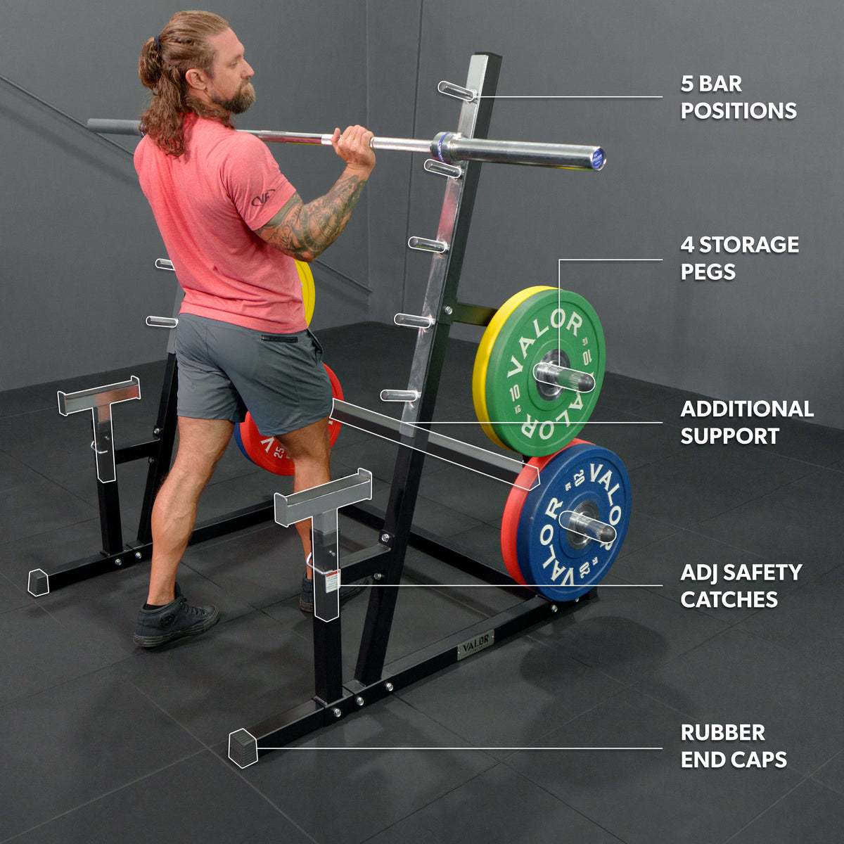 Squat - Bench Press Combo Rack w/ Plate Storage