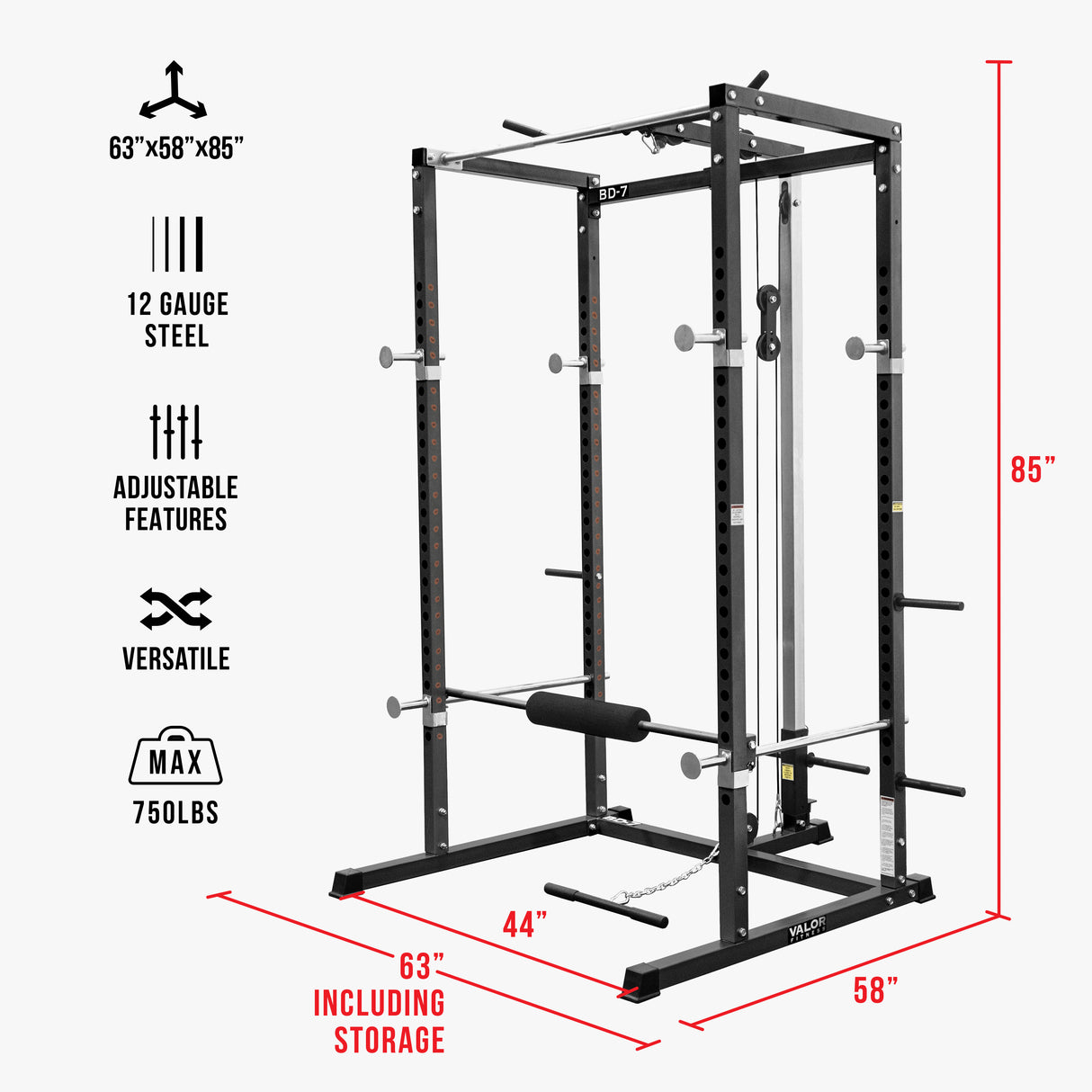 Compact 2x2 Power Rack w/ Lat Pull Station