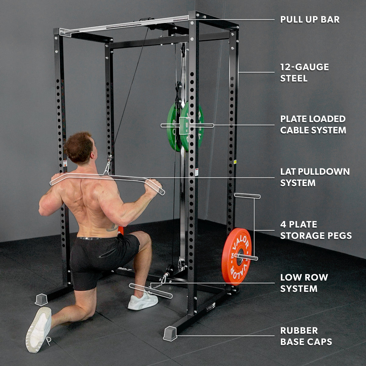 Compact 2x2 Power Rack w/ Lat Pull Station