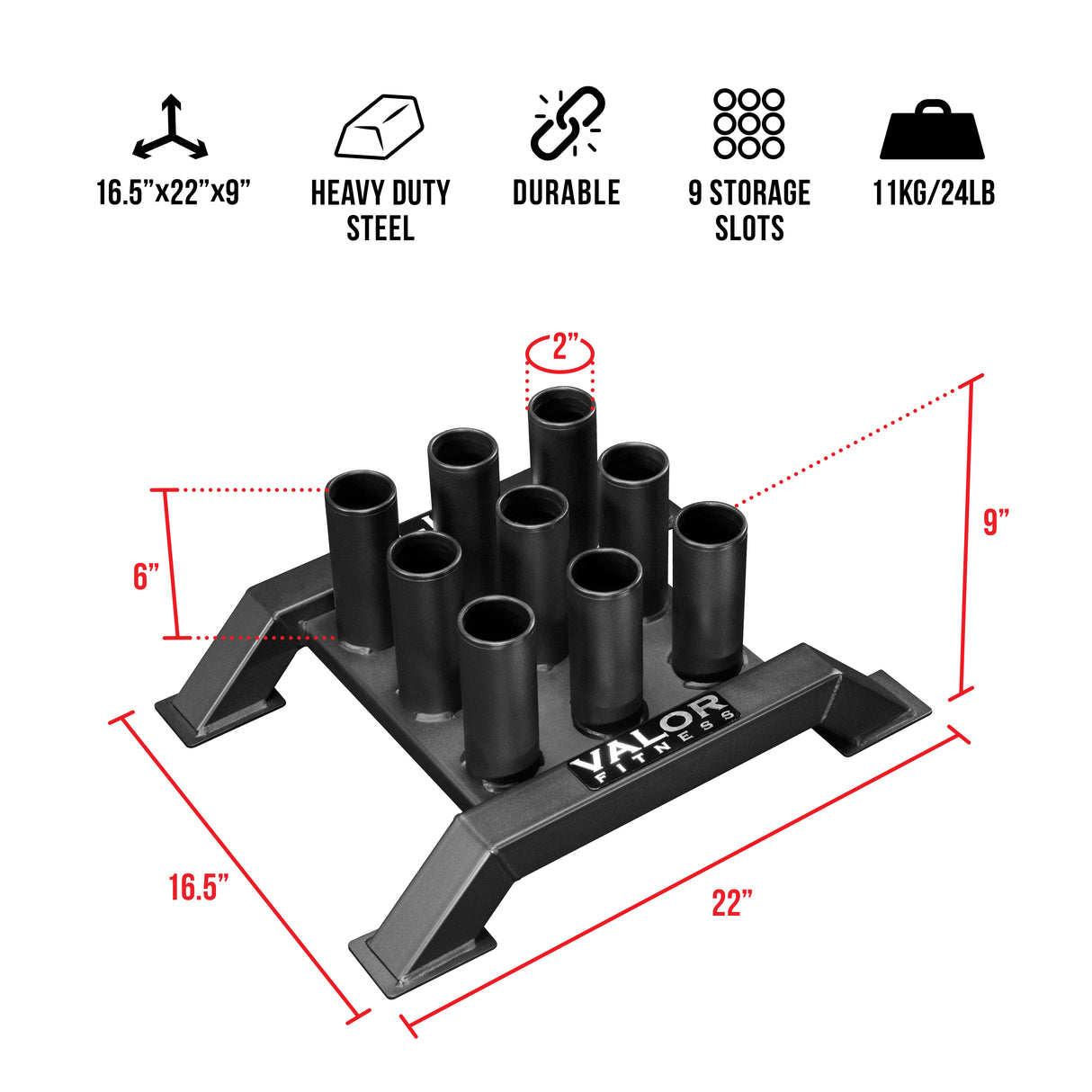 Vertical Barbell Storage Stand for 9 Bars