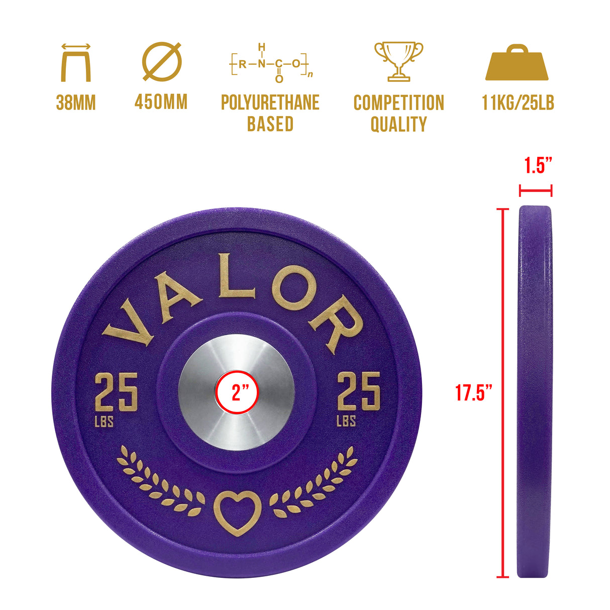 Purple Heart Urethane Bumper Plates (LB)