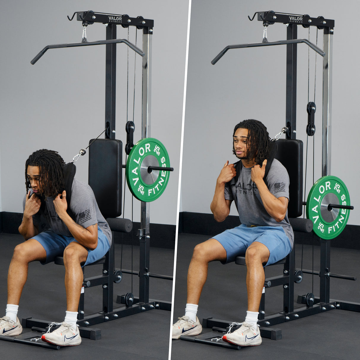 Plate Loaded Lat Pull Machine w/ Row and Ab Crunch