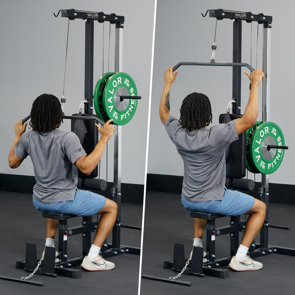 Plate Loaded Lat Pull Machine w/ Row and Ab Crunch