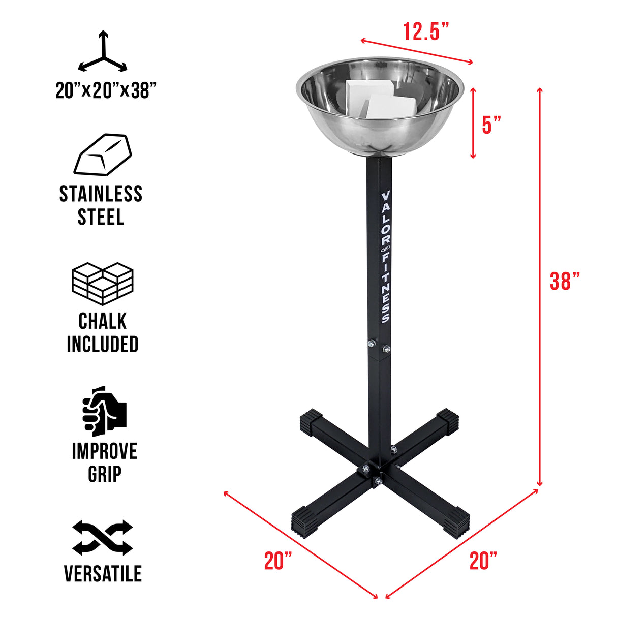 Gym Chalk Stainless Steel Bowl Stand w/ 8 Blocks
