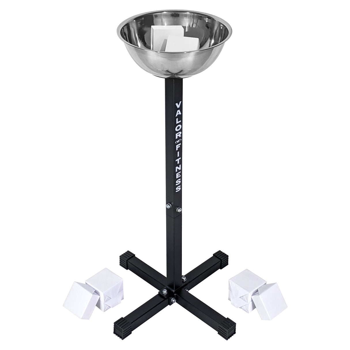 Gym Chalk Stainless Steel Bowl Stand w/ 8 Blocks