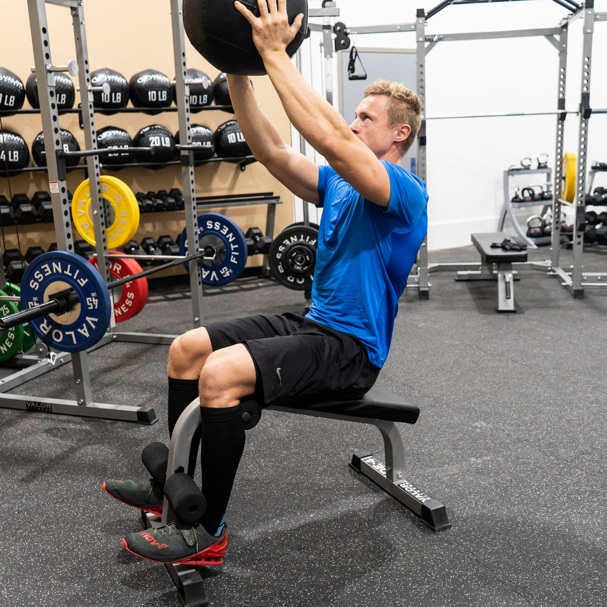 Exercising sit-ups with a pro wall ball