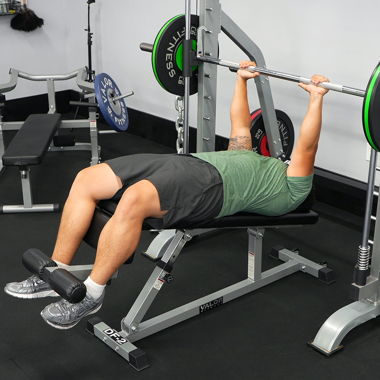 Bench press with declining weight bench and a smith machine