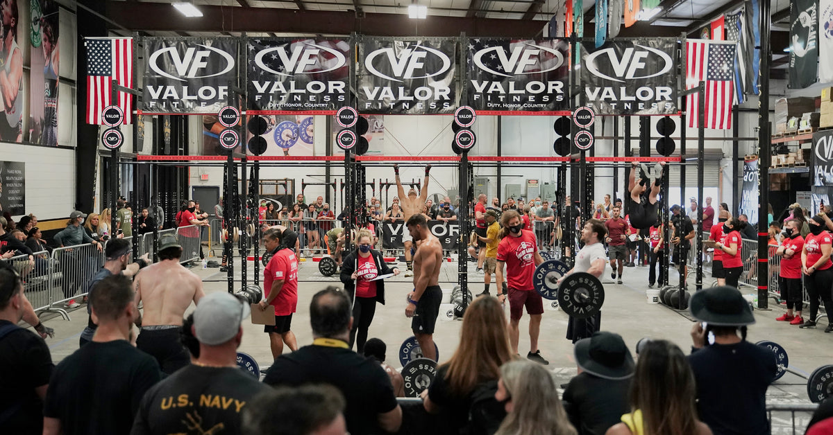 valor fitness rig with wall ball targets at competition