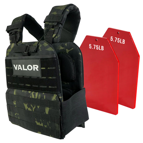 black camo 14 lb weight vest plates