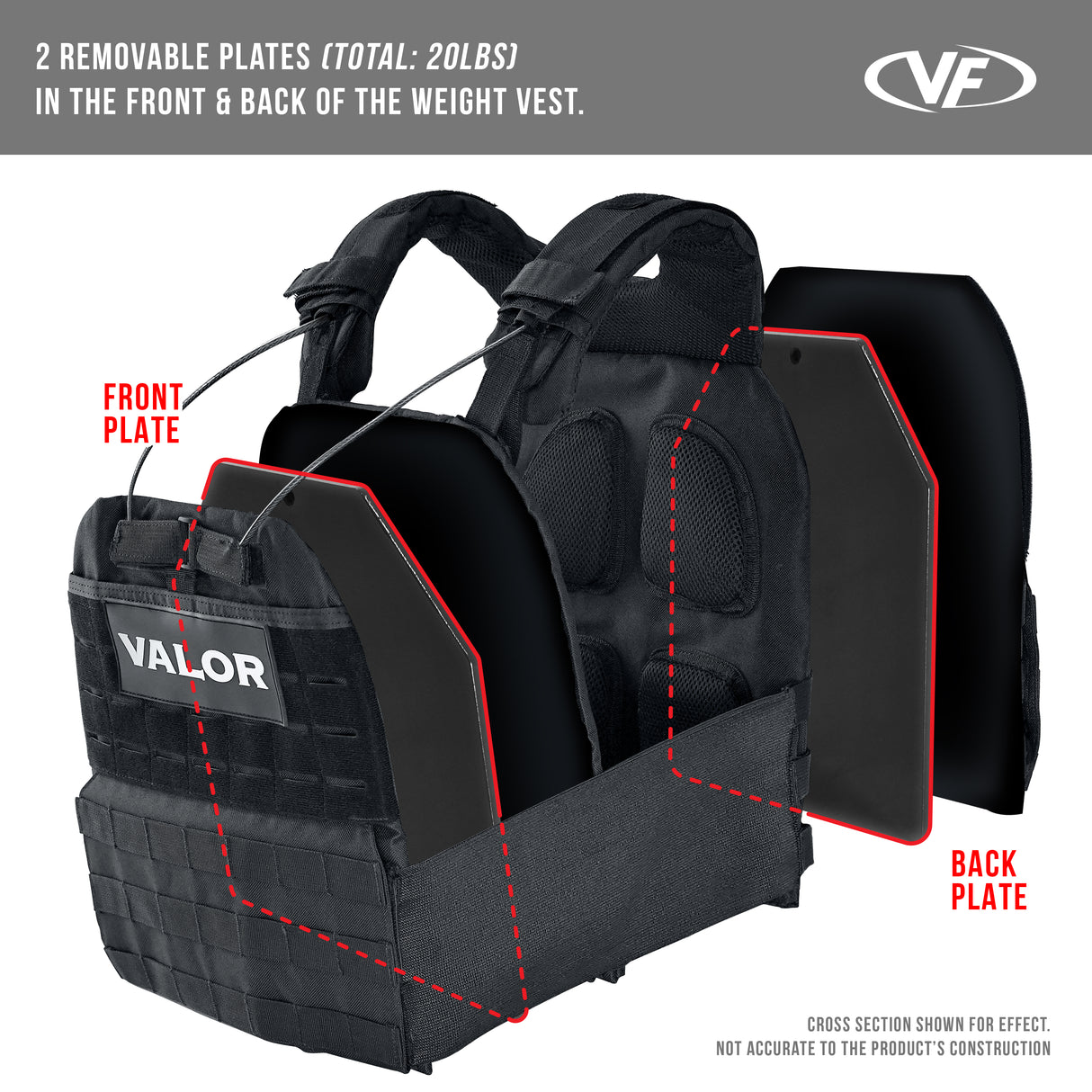 black crossfit weight vest with weight vest plates