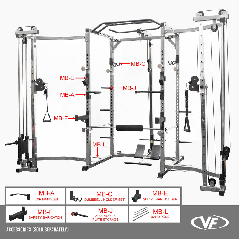 Load image into Gallery viewer, BD-33BCCL, Power Rack w/ Lat Pull &amp; Cable Crossover Attachments
