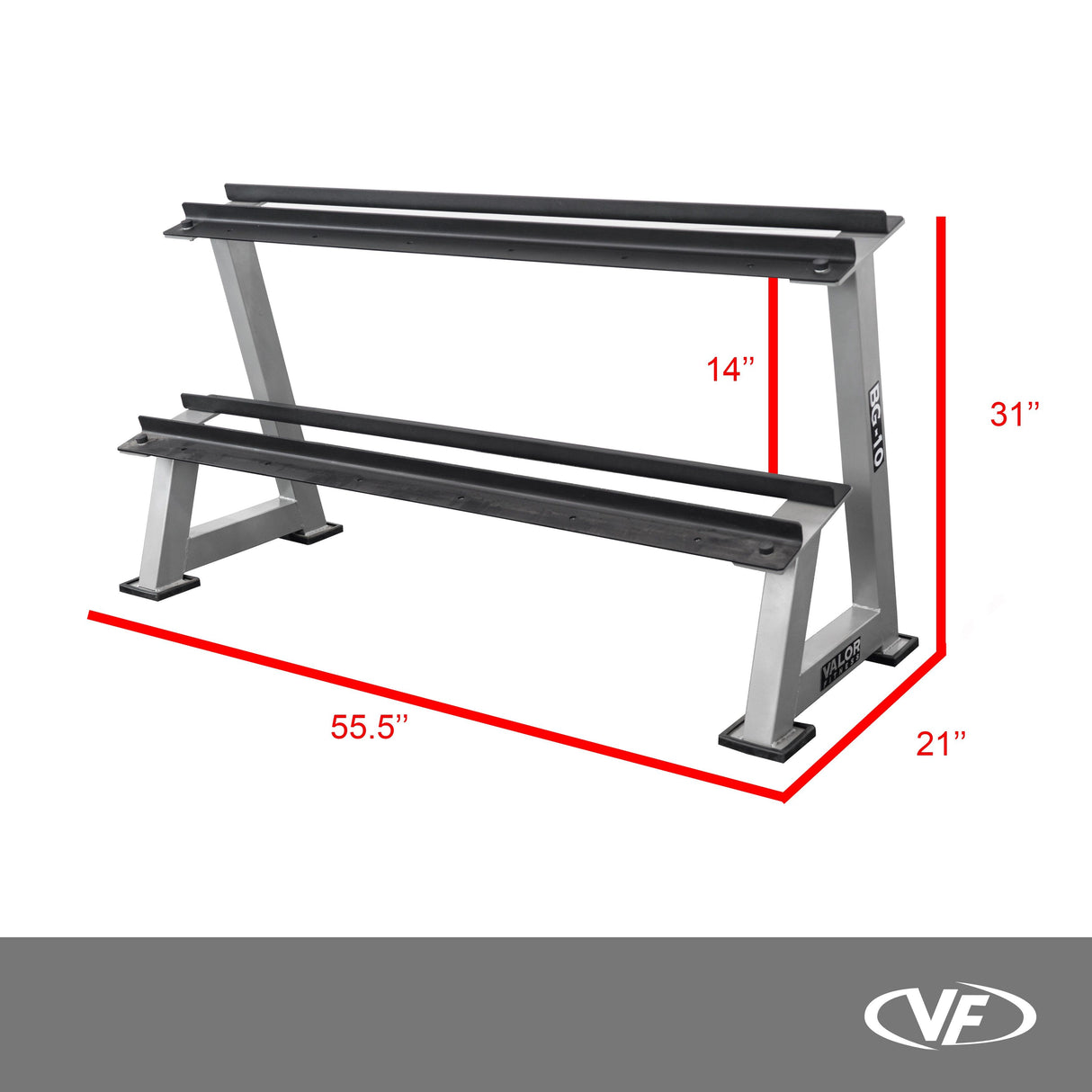 Valor Fitness BG-10, 2-Tier Dumbbell Rack