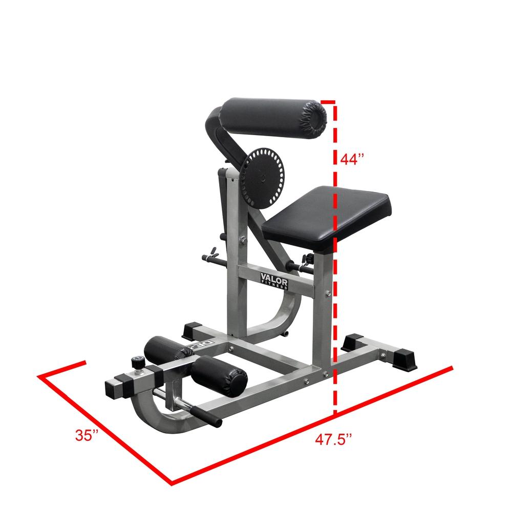 Dimensions of a Seated Ab Crunch Machine measuring 44" x 35" x 47.5"