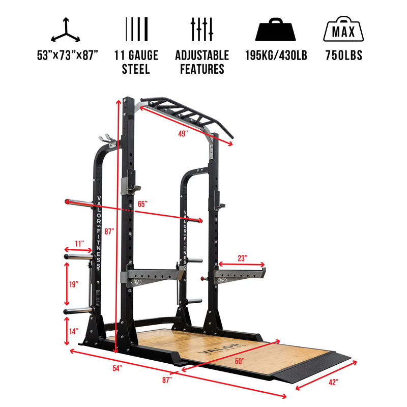 Load image into Gallery viewer, 3x3 Half Rack w/ Multi Grip Pullup Bar and Plate Storage
