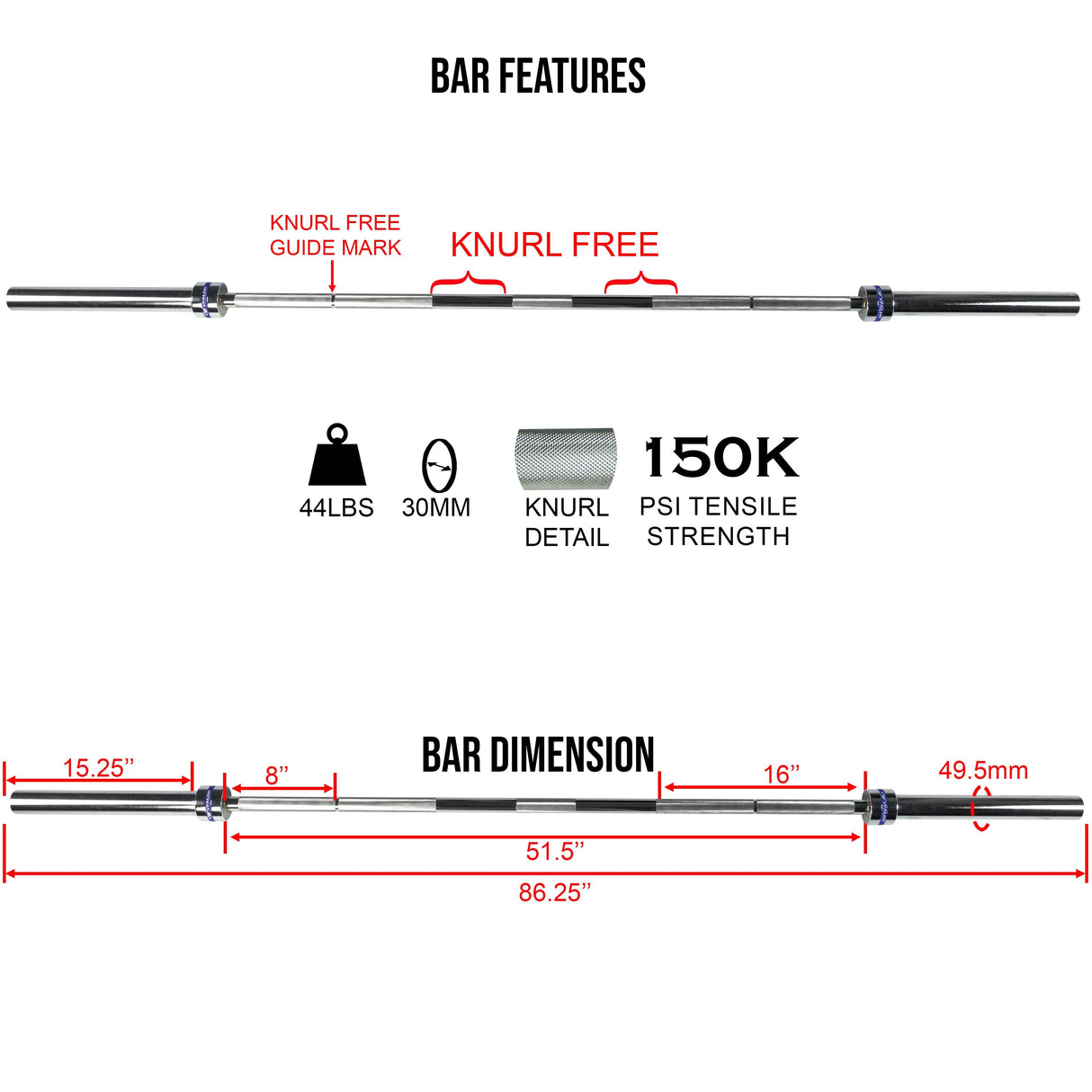 OB-86-1000SB Men’s Olympic Barbell