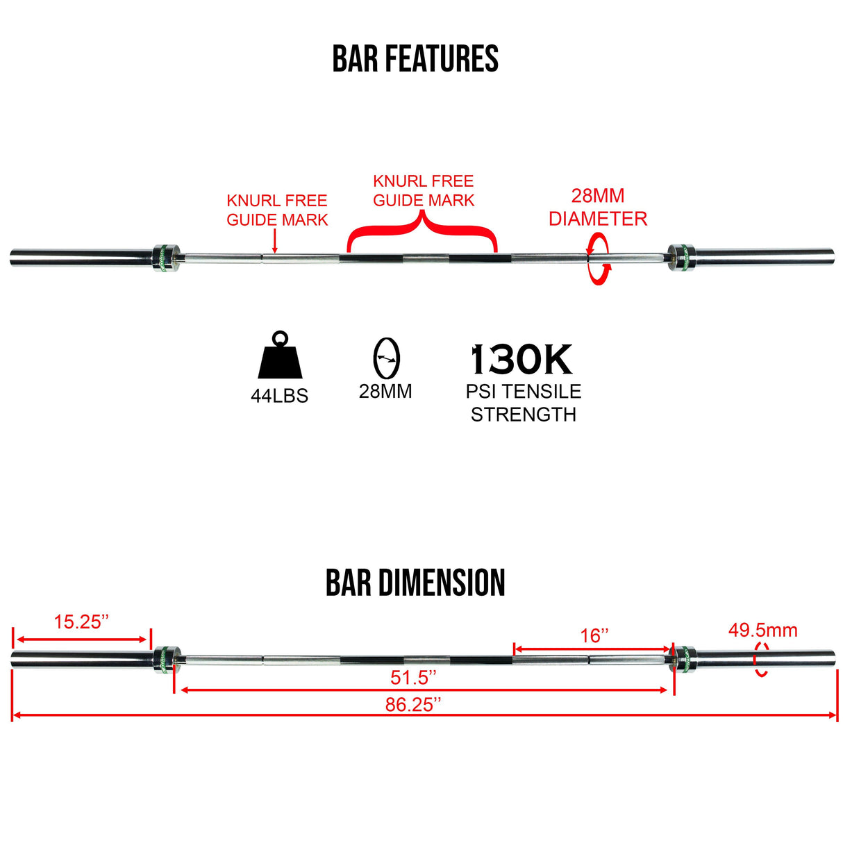 OB-86-700SB Men’s Chrome Olympic Bar
