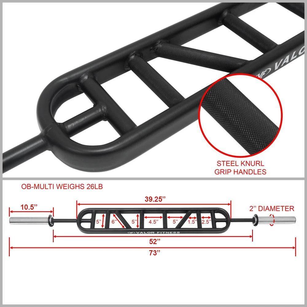 Multi-Grip Swiss Barbell measurements and handle knurling