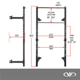 Folding Wall Mounted Squat Rack - Bench - Pull Up Bar