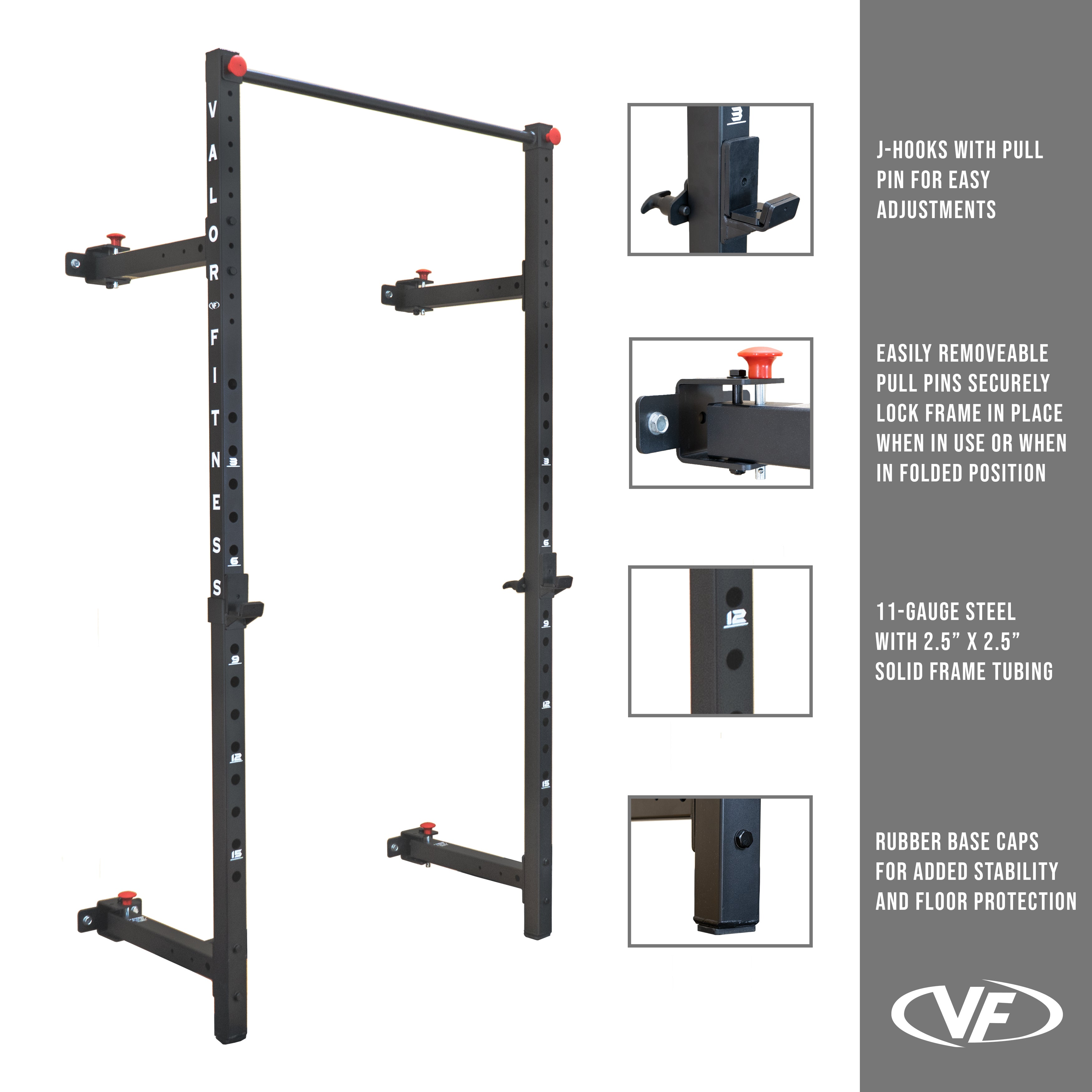 Valor Fitness Bd-20 Wall Mount Foldable Squat Rack