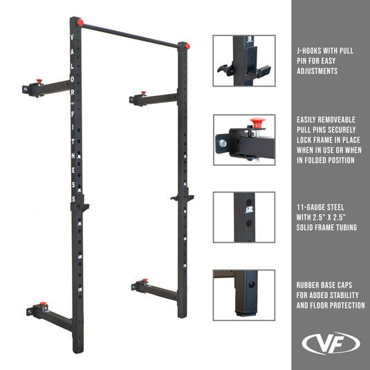 Folding Wall Mounted Squat - Bench - Pull Up Rack