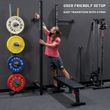 Folding Wall Mounted Squat Rack - Bench - Pull Up Bar
