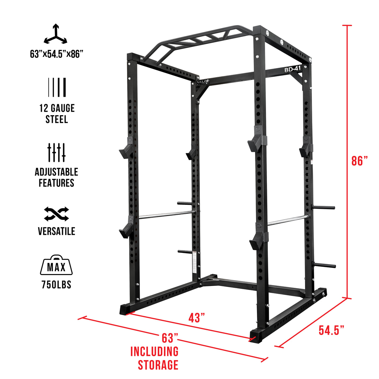 Deluxe 2.5x2.5 Power Rack w/ Multi Grip Pullup Bar
