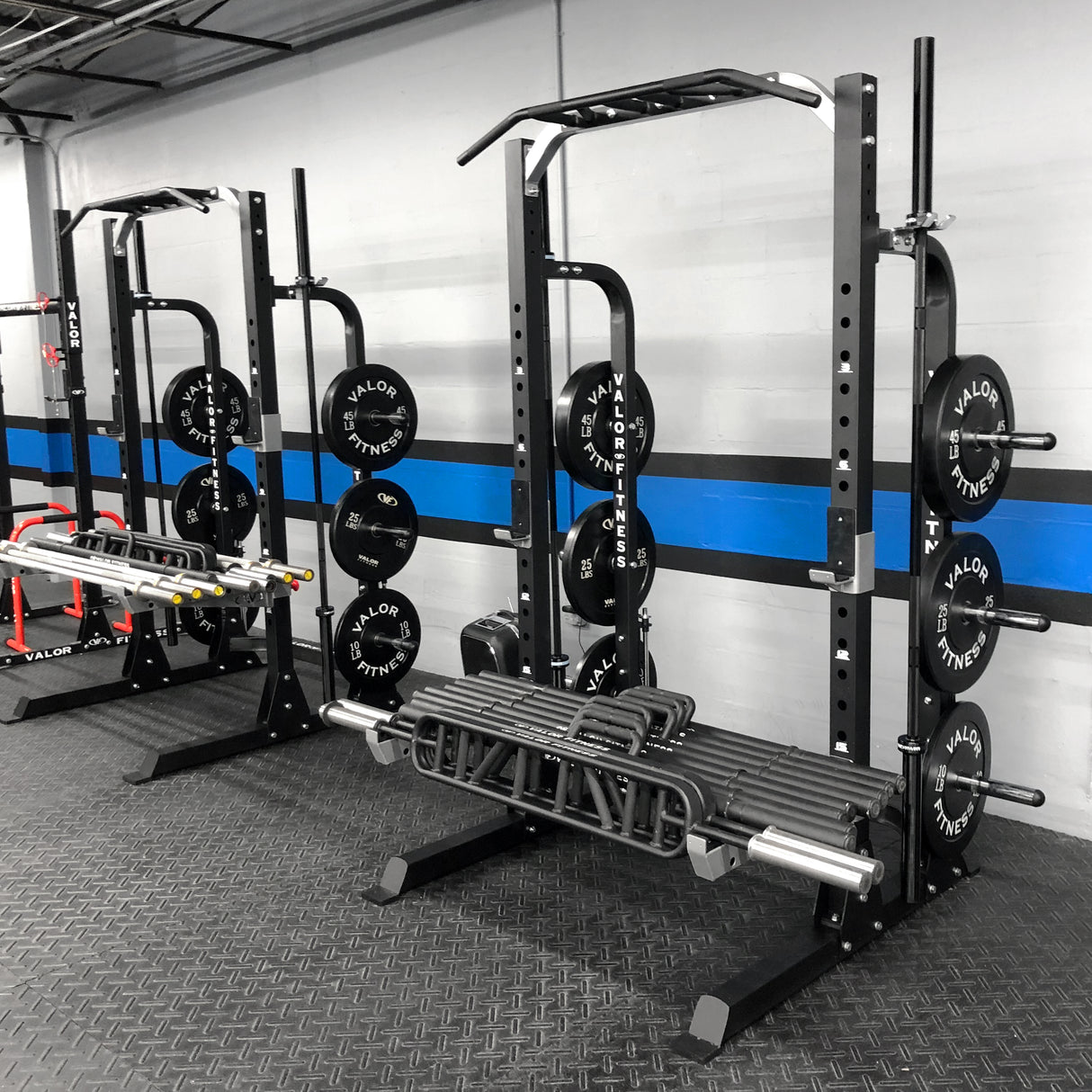 3x3 Half Rack w/ Multi Grip Pullup Bar and Plate Storage