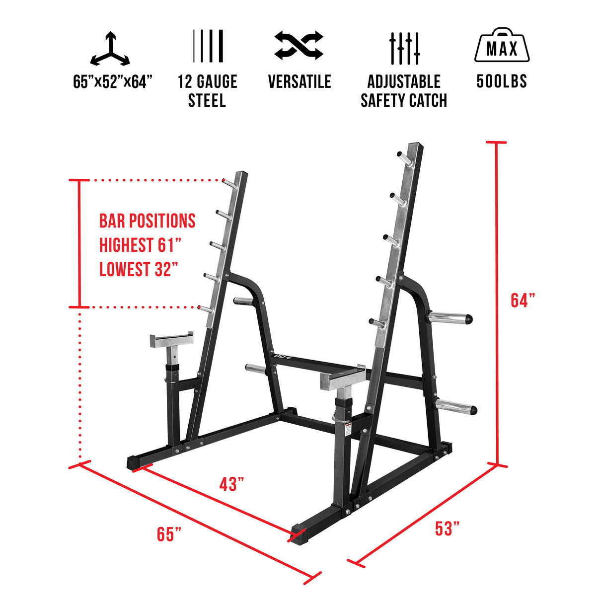 Squat - Bench Press Combo Rack w/ Plate Storage
