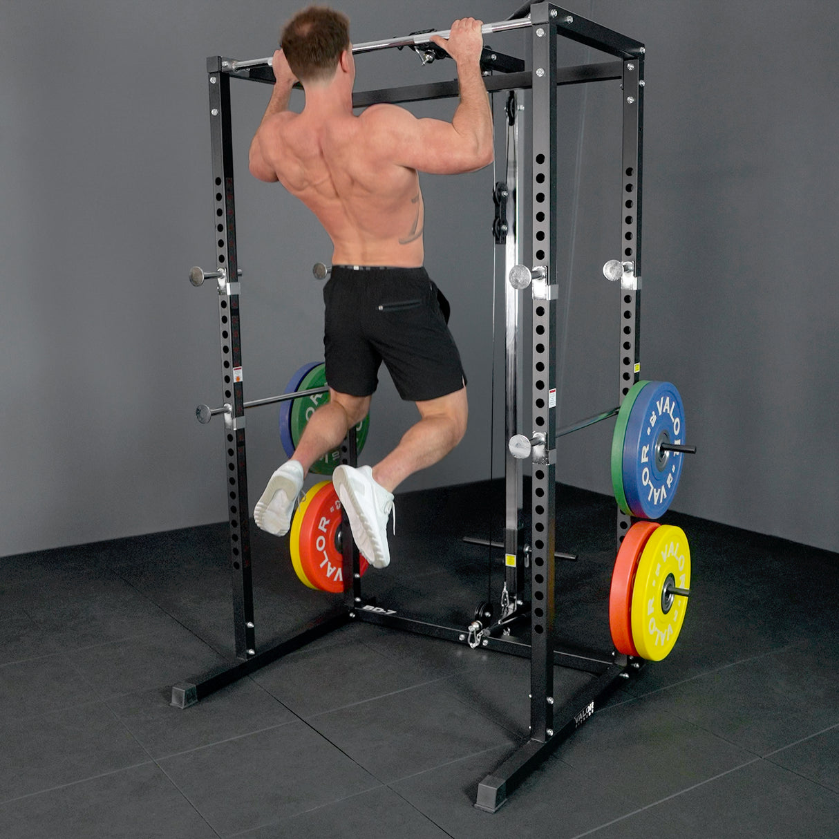 Compact 2x2 Power Rack w/ Lat Pull Station