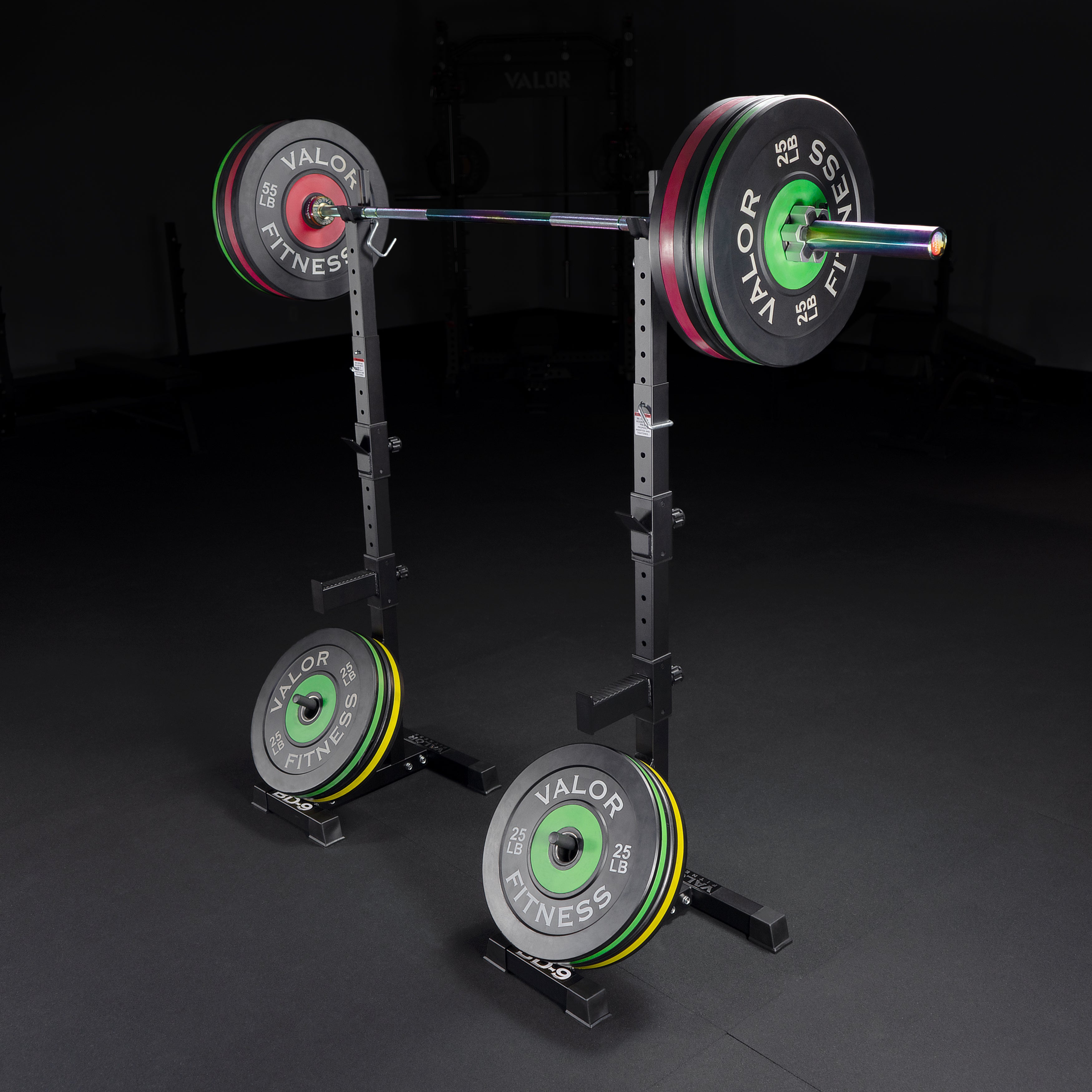 筋トレ道具Squat Rack Adjustable Squat Stands - Plate Storage & Bar Catch – Valor Fitness