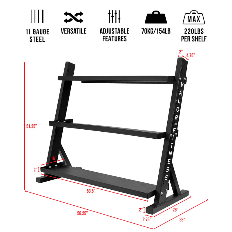 Load image into Gallery viewer, Flat Shelf 3 Tier Storage Rack for Fitness Equipment
