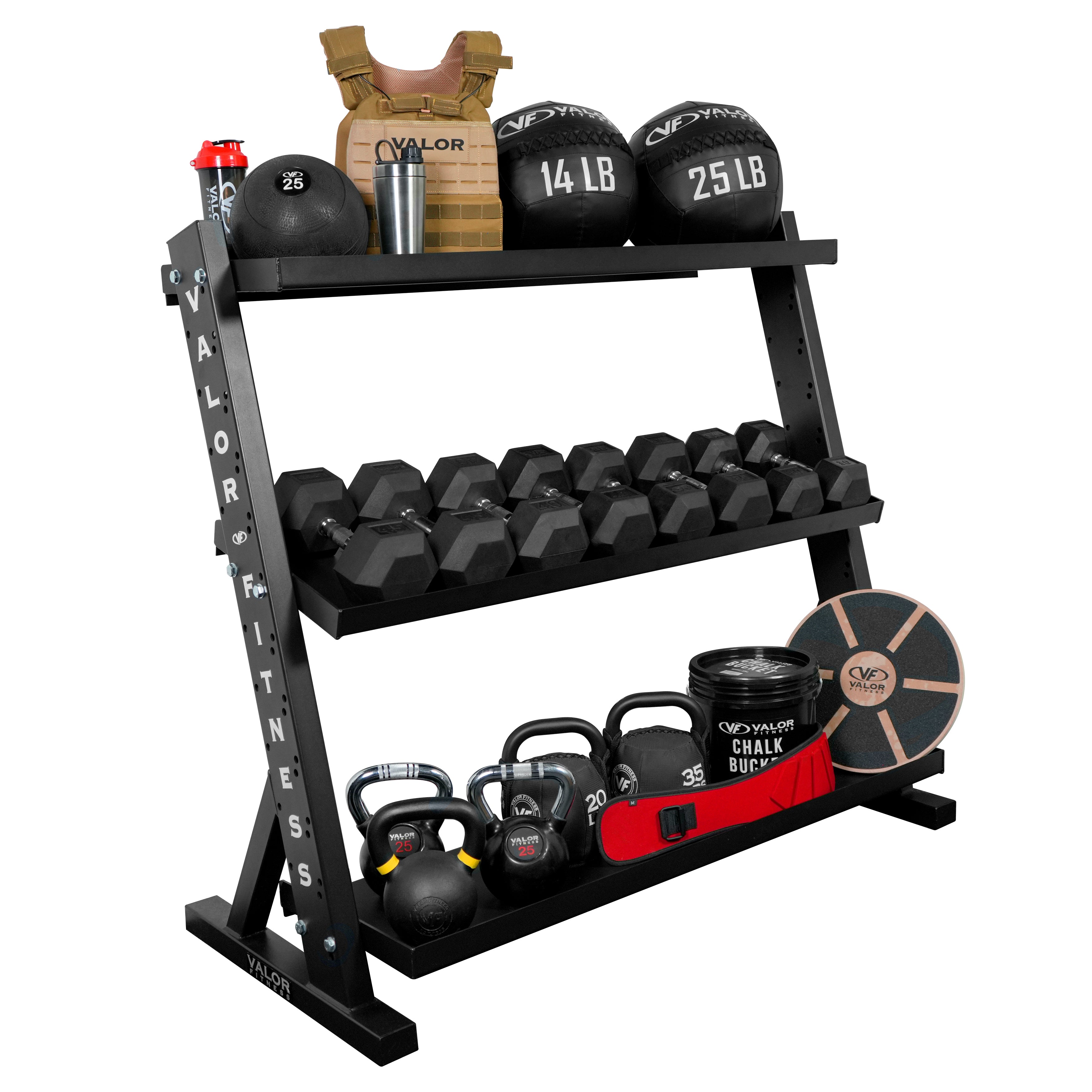 3 Tier Fitness Storage Rack Dumbbells Kettlebells More Valor Fitness