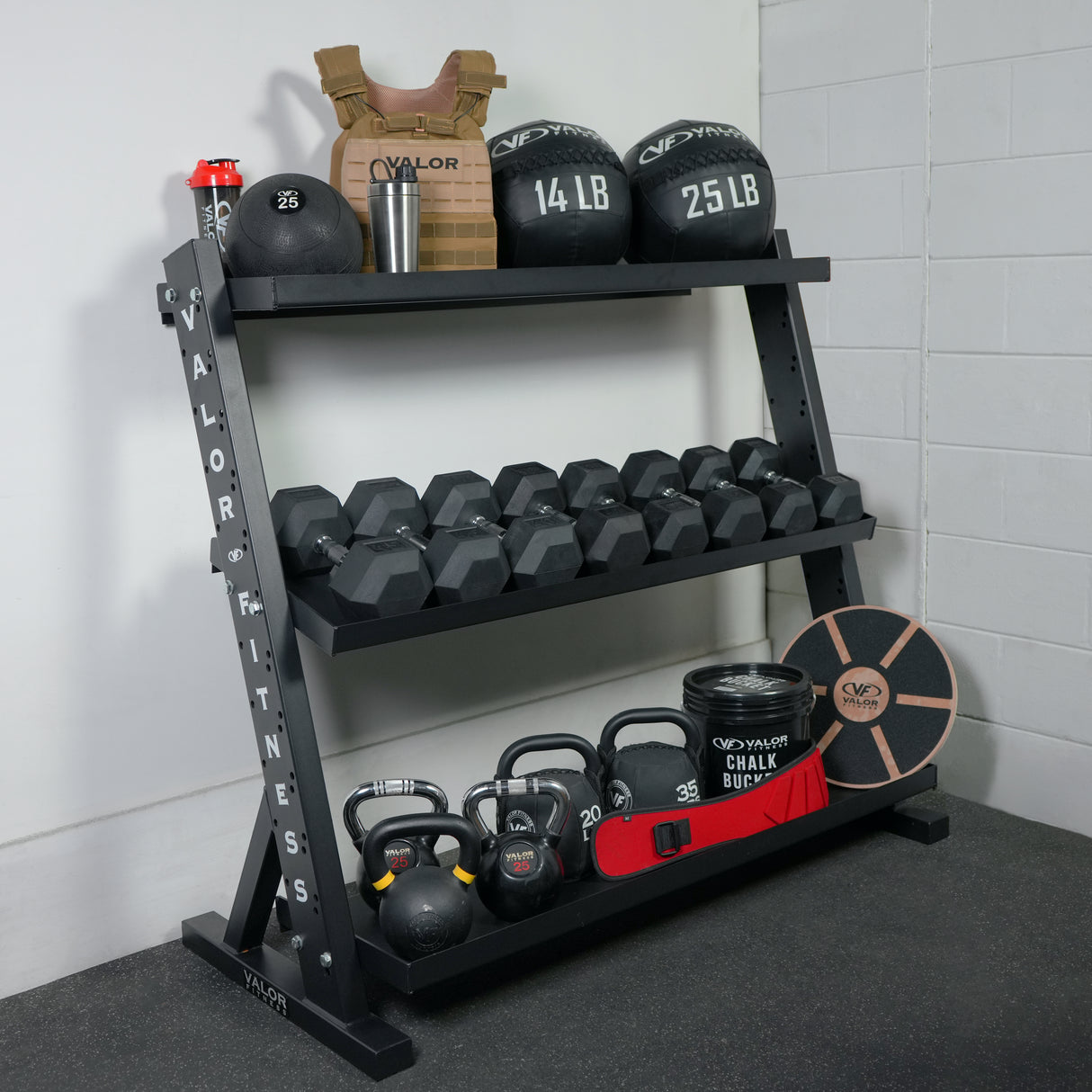 Flat Shelf 3 Tier Storage Rack for Fitness Equipment