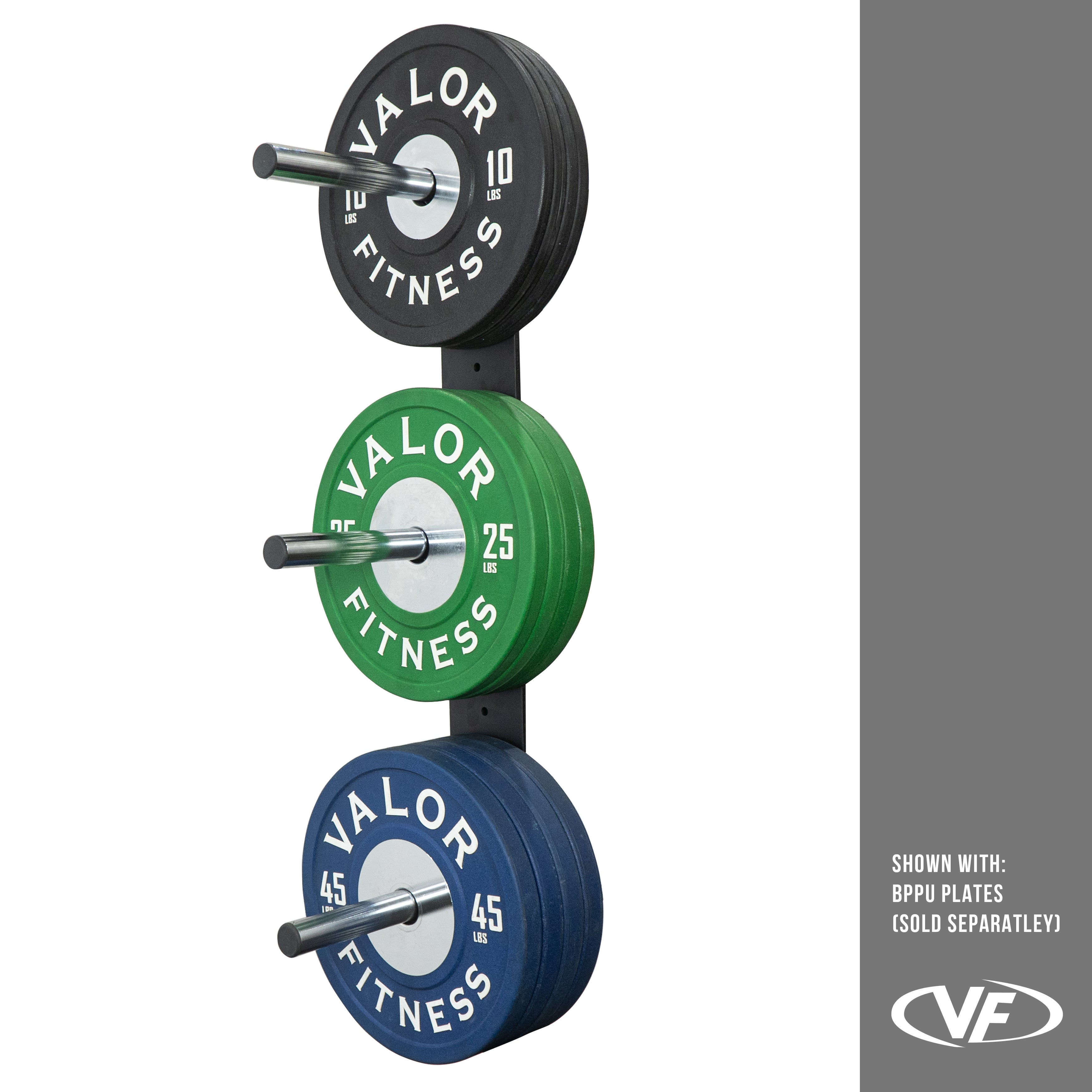 3 Peg Wall Mounted Bumper Plate Storage Rack Valor Fitness BH 25