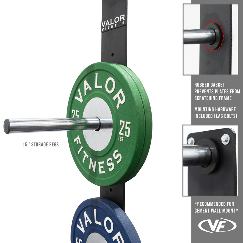 Load image into Gallery viewer, Wall Mounted 3 Peg Olympic Plate Storage

