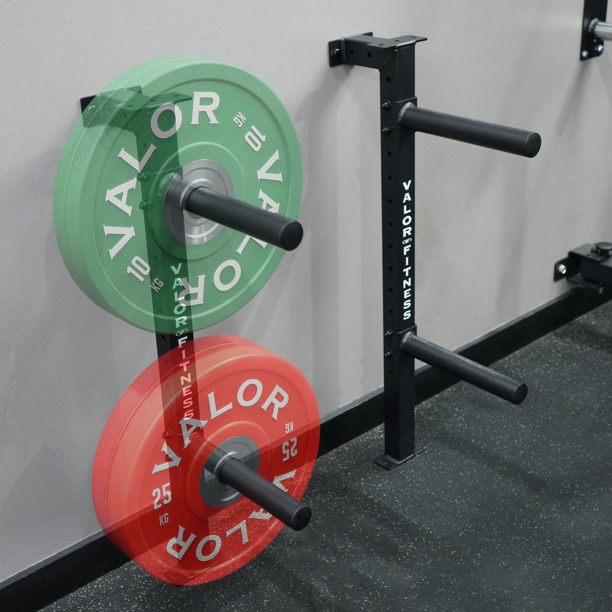 Wall Mounted Storage for Bumper Plates and Barbells