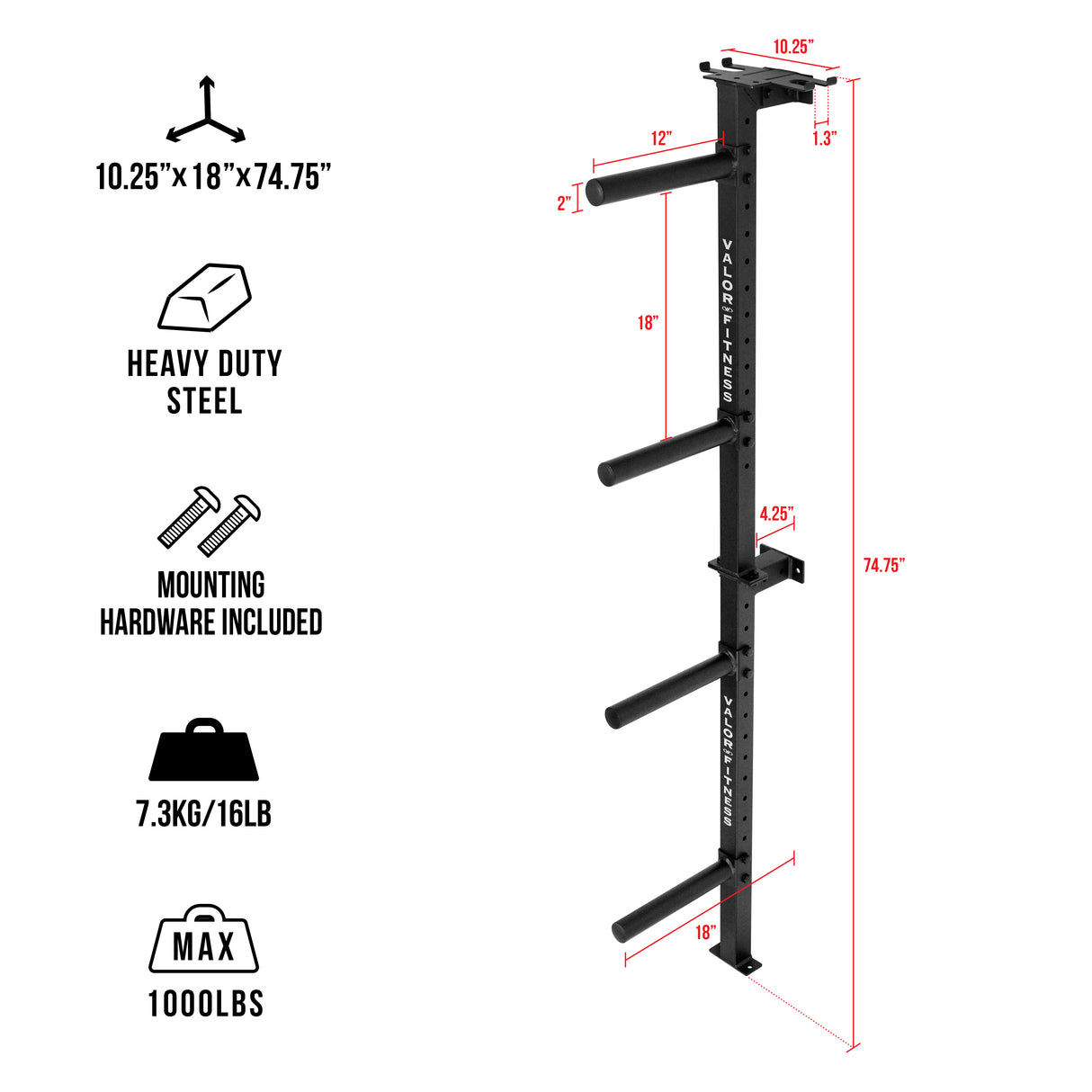 Wall Mounted Storage for Bumper Plates and Barbells