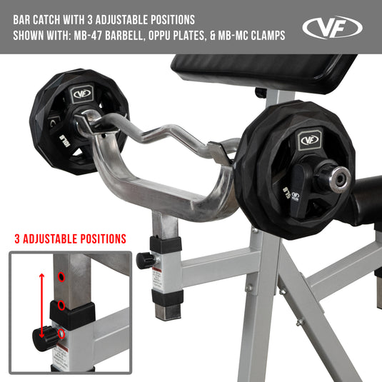 Valor Fitness Adjustable Preacher Curl Weight Bench Bicep & Triceps Arm  Machine Max Weight 150lbs - Arm Curl & Press Extension - Plate Loaded  Exercise