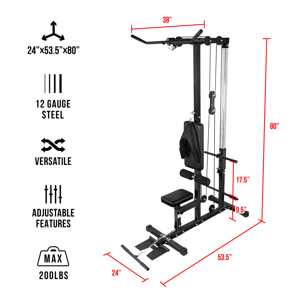 Plate Loaded Lat Pull Machine w/ Row and Ab Crunch