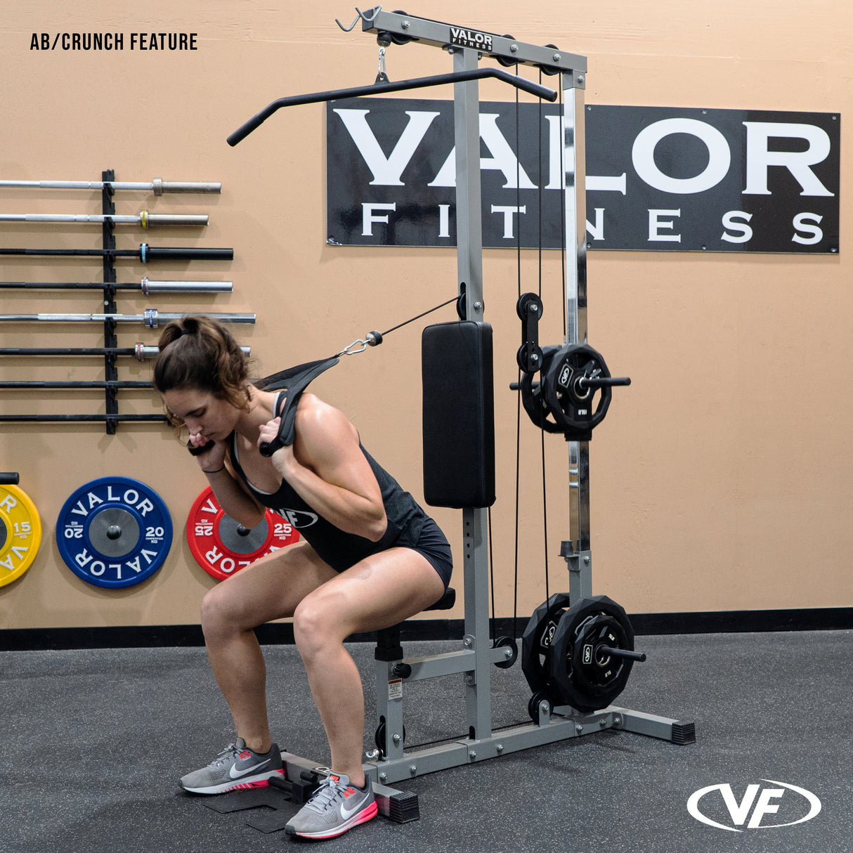 Plate Loaded Lat Pull Machine w/ Row and Ab Crunch