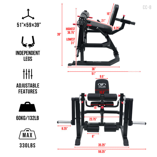 CC-8, Isolated Leg Curl Extension Machine