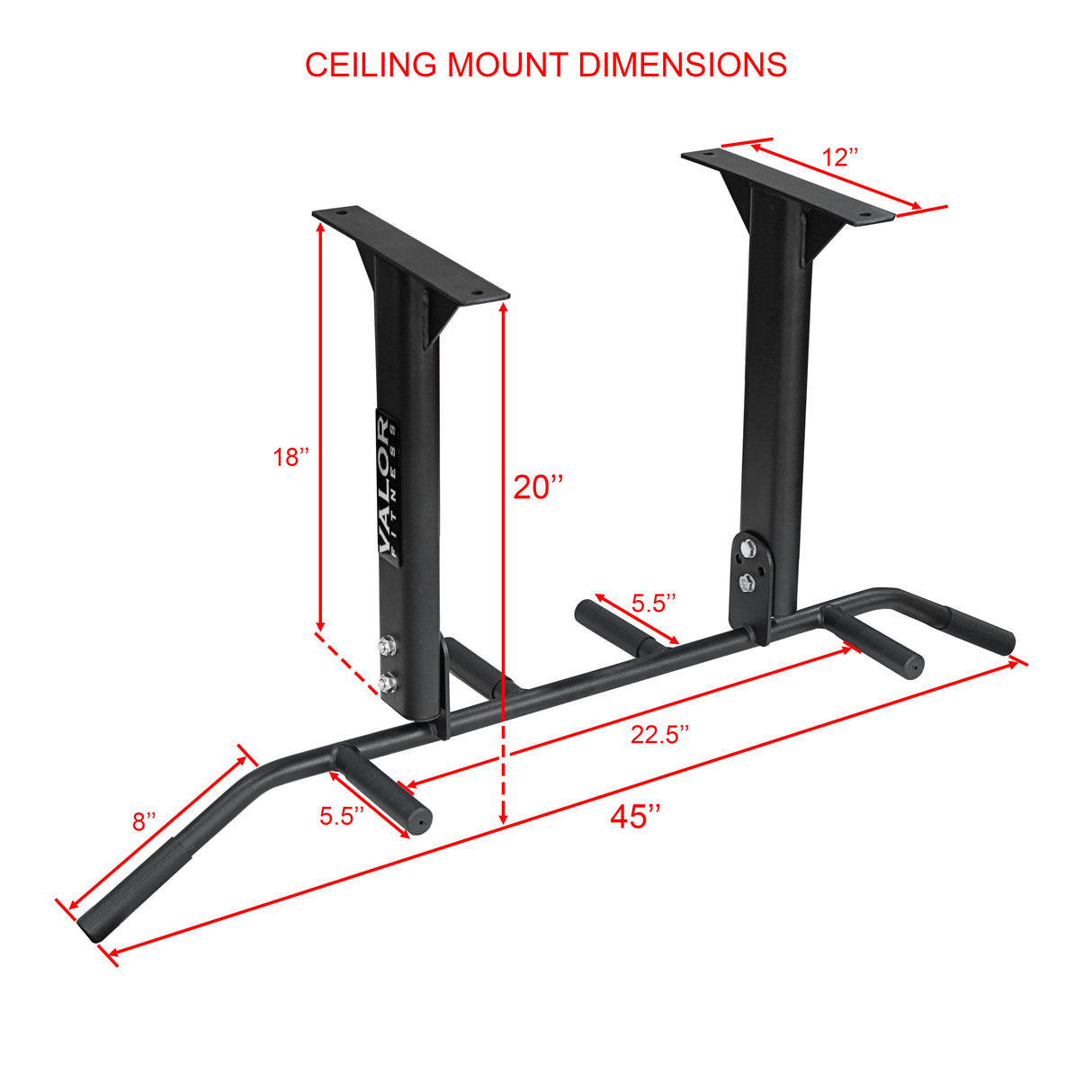 Ceiling - Wall Mounted 6 Grip 3 Position Pull Up Bar