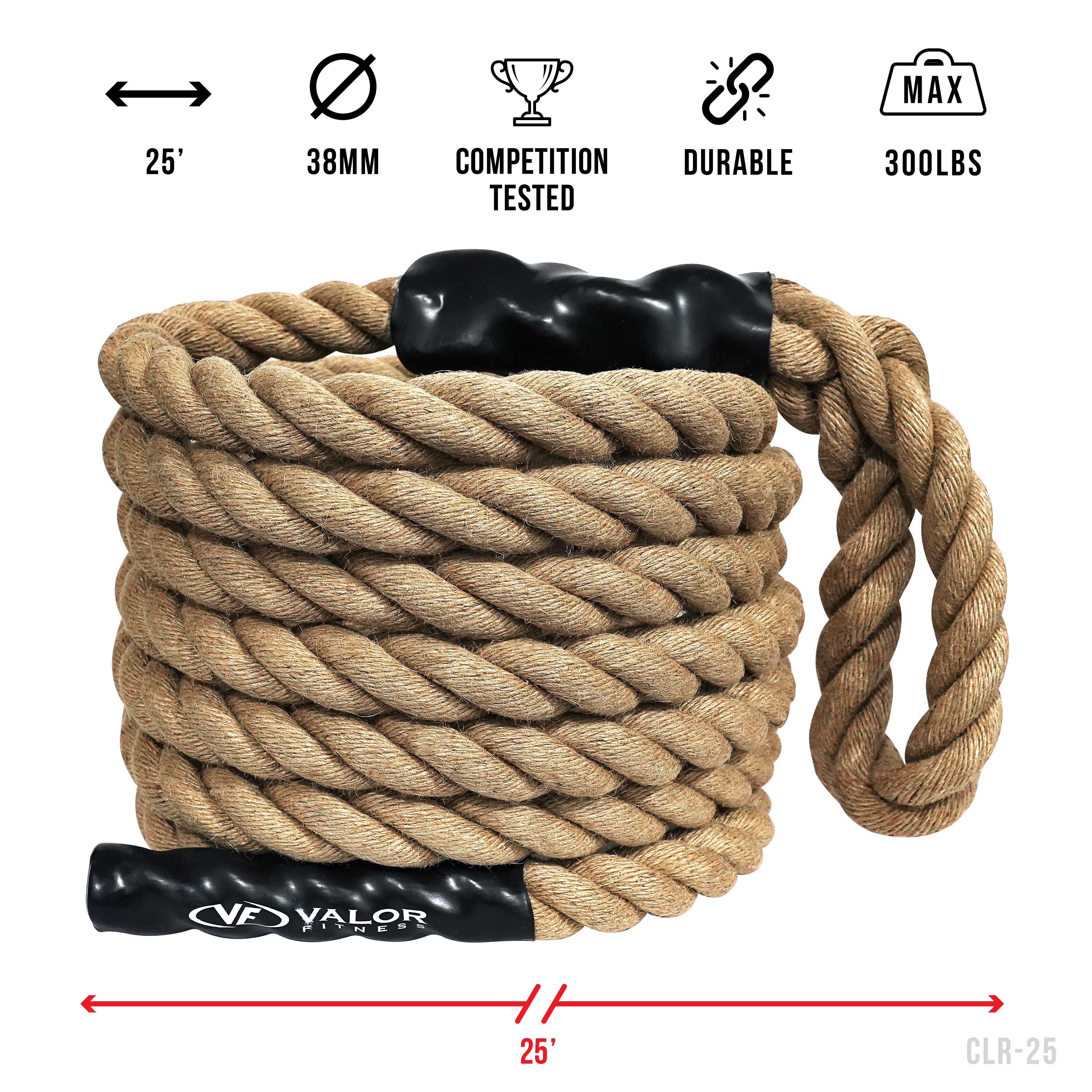 Climbing Rope 15ft 25ft Valor Fitness