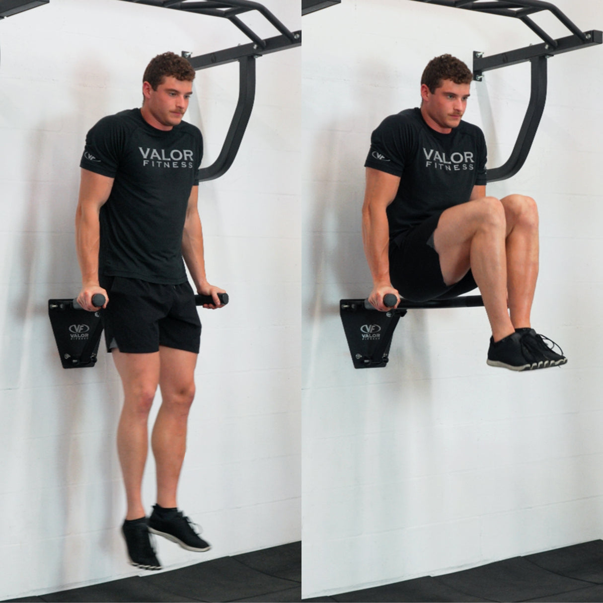 Leg Lifts on a mounted dip workout station