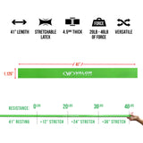 41 inch long green resistance band size chart