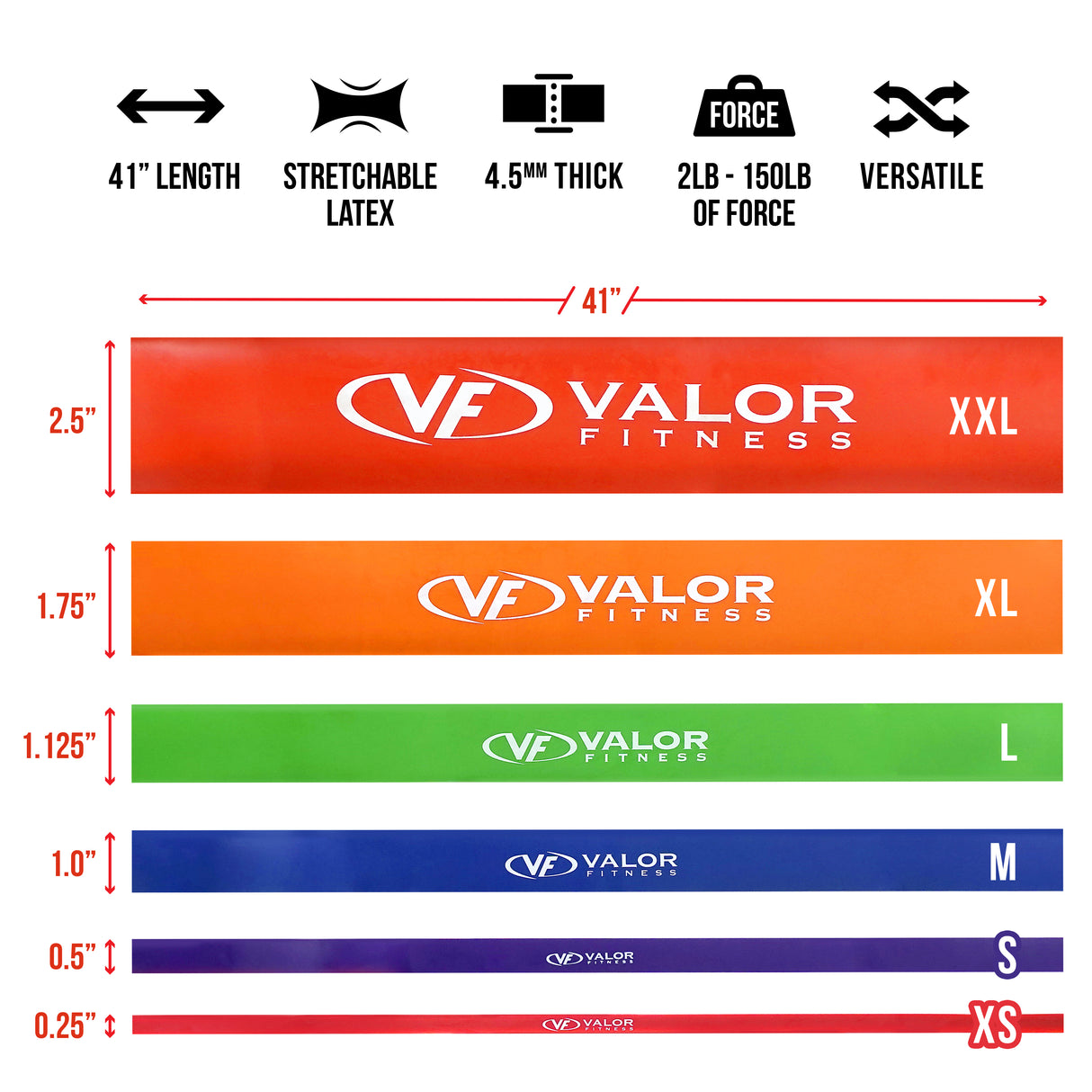 premium resistance bands set size chart