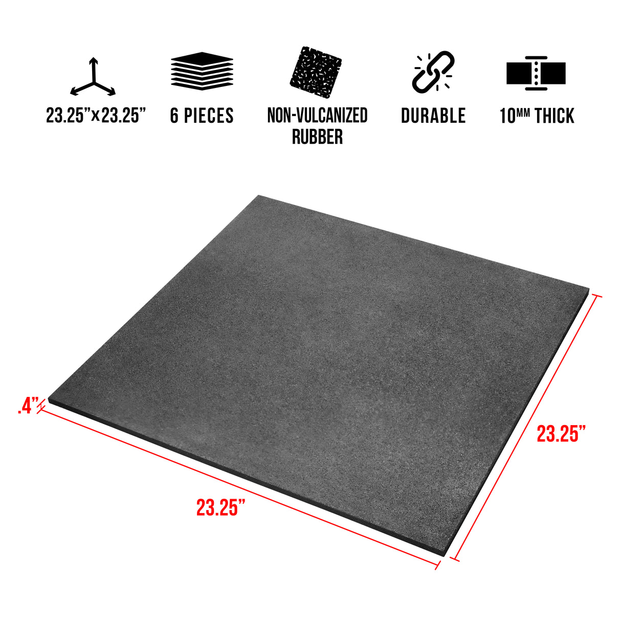 Square Rubber Floor Tiles (6pc) 2' x 2'