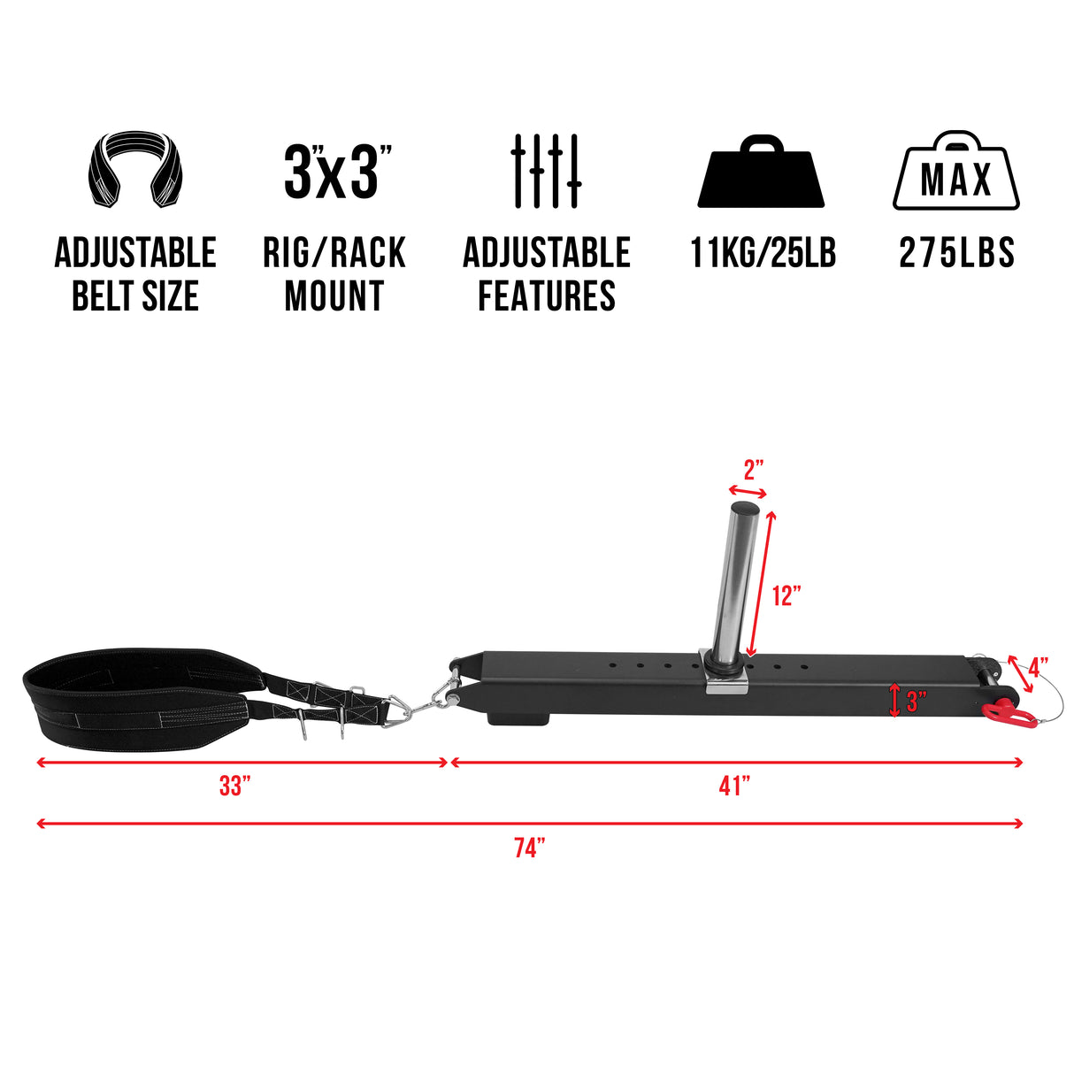 Belt Squat Attachment for 3x3 Rigs (belt included)